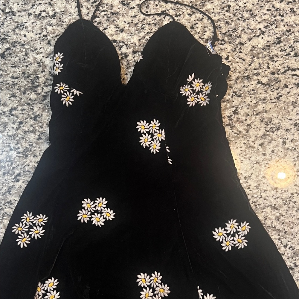 Urban Outfitters Black Mini Dress with White Floral Accents